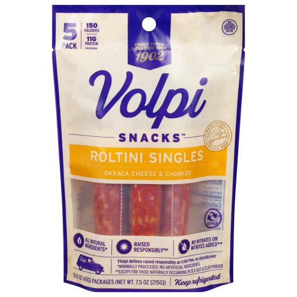 Volpi Snacks Roltini, Oaxaca Cheese & Chorizo, Singles