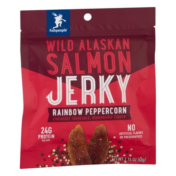 Fishpeople Salmon Jerky, Wild Alaskan, Rainbow Peppercorn