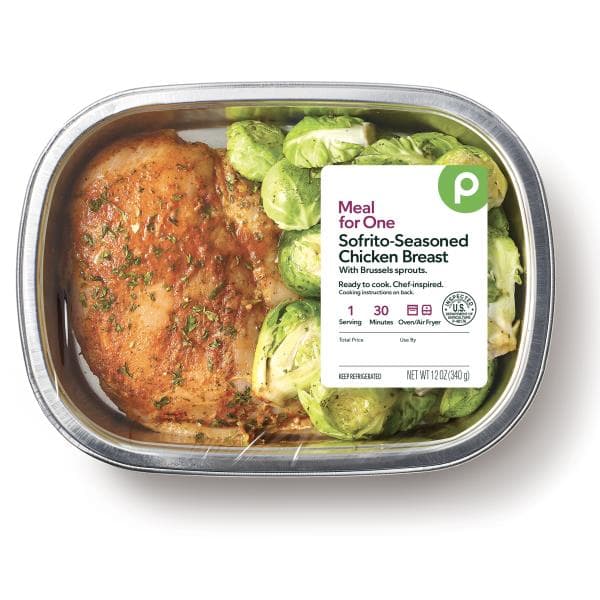 Aprons Sofrito-Seasoned Chicken Breast With, Brussel Sprouts