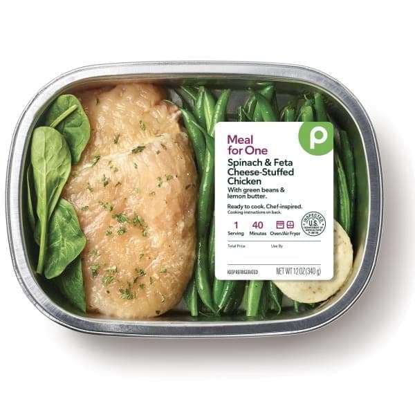 Aprons Spinach & Feta Cheese-Stuffed Chicken, With Green Beans & Lemon Butter