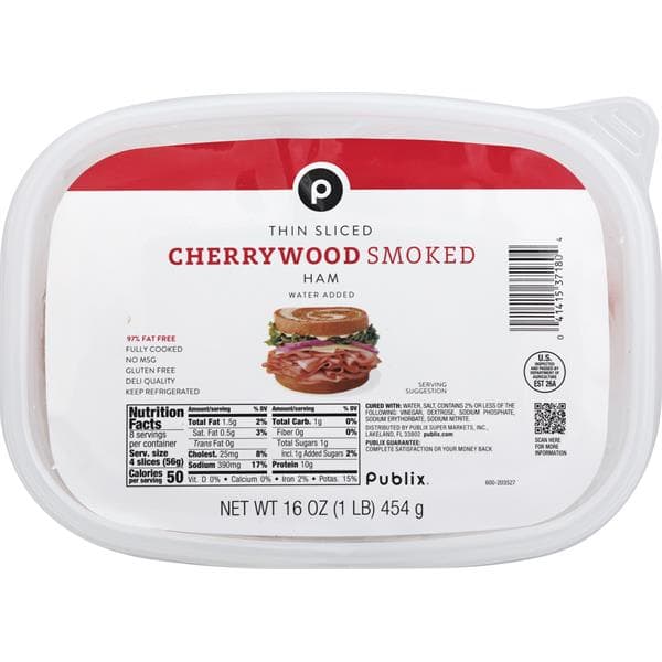Publix Sliced Cherry Ham, Water-Added