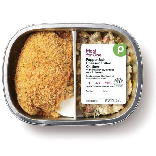 Aprons Pepper Jack Cheese-Stuffed Chicken, W/ Mexican-Style Street Corn & Cheesemeal