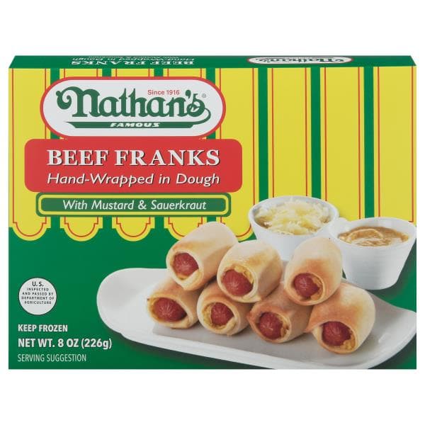Nathan'S Famous Beef Franks, With Mustard & Sauerkraut