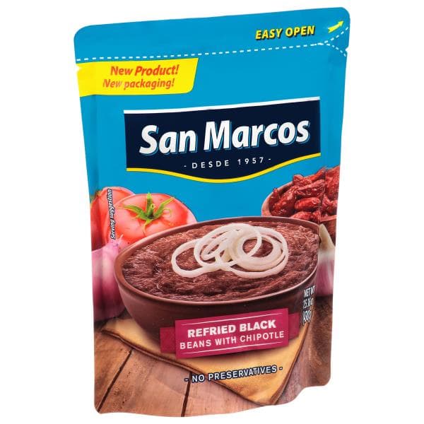 San Marcos Black Beans With Chipotle, Refried