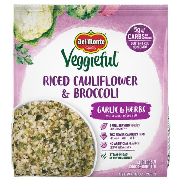 Del Monte  Riced Cauliflower & Broccoli, Garlic And Herb Bag