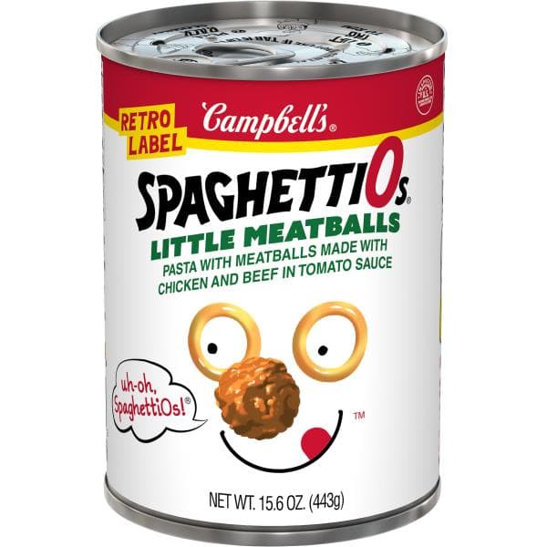 Campbell'S Spaghettios Canned Pasta With Meatballs Retro Label