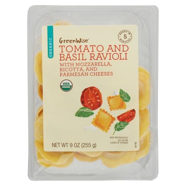 Greenwise Organic Mozzarella, Tomato, And Basil, Ravioli