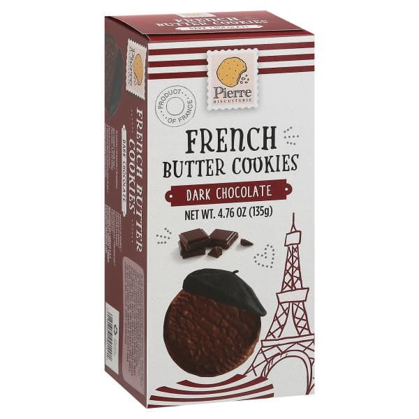 Pierre Biscuiterie French Butter Cookies, Dark Chocolate