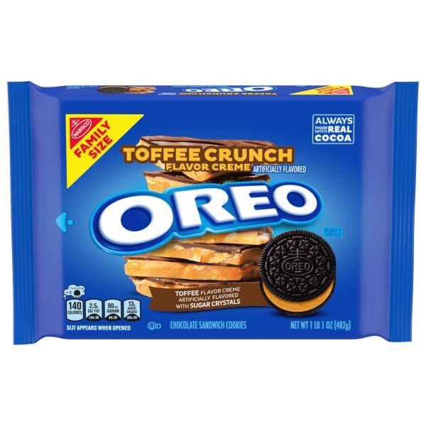 Oreo Chocolate Sandwiches Cookies, Toffee Crunch Flavor Creme, Family Size