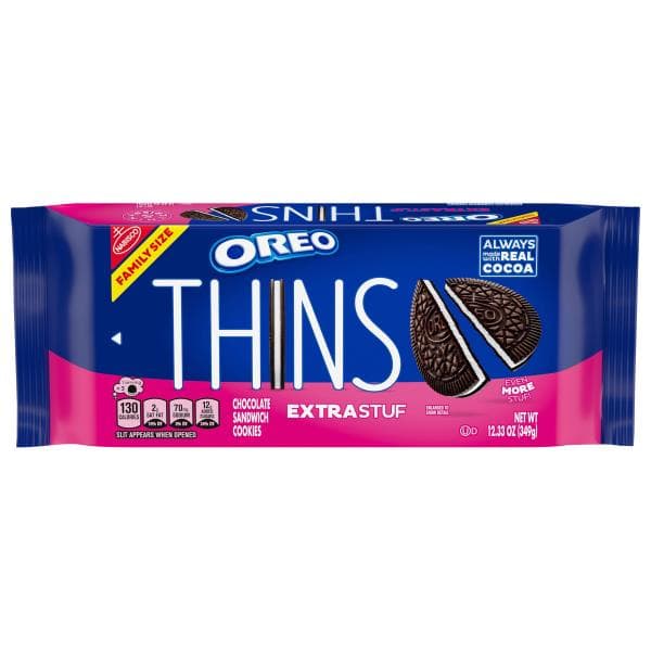 Oreo Thins Chocolate Sandwich Cookies, Extra Stuf, Family Size
