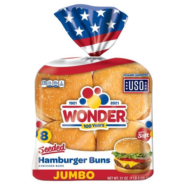 Wonder Hamburger Buns, Seeded, Jumbo