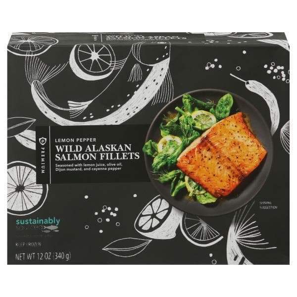 Publix Premium Salmon Fillets, Lemon Pepper, Wild, Sustainably Sourced