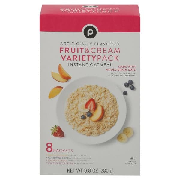 Publix Instant Oatmeal, Fruit & Cream, Variety