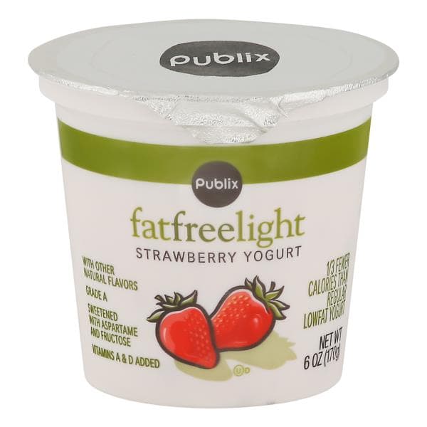 Publix Yogurt, Fat Free Light, Strawberry