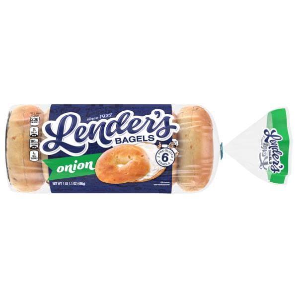 Lender'S  Pre-Sliced Onion Bagel, 6 Bagels Per Bag