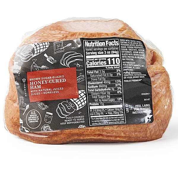 Publix Premium Spiral-Sliced Ham, Half,Boneless Brown Sugar Glazedsmoked,Fully Cooked