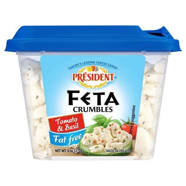 President Cheese, Feta, Fat Free, Tomato & Basil, Crumbles