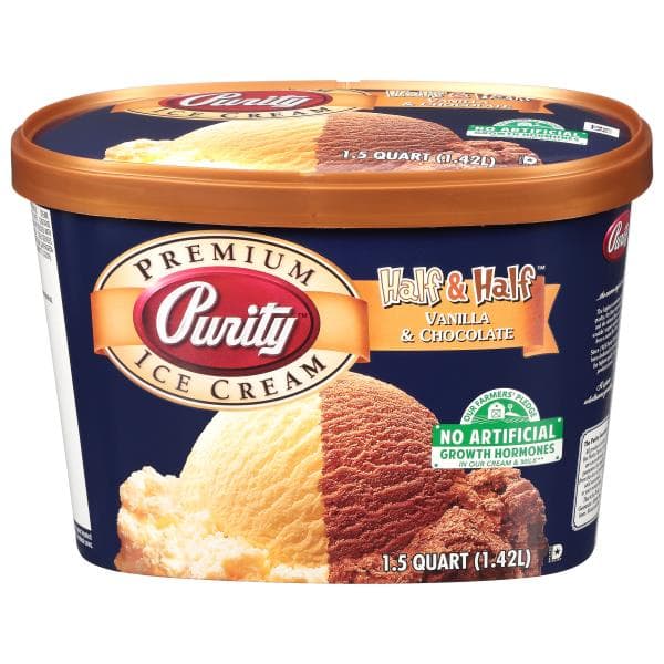 Purity Ice Cream, Premium, Vanilla & Chocolate, Half & Half
