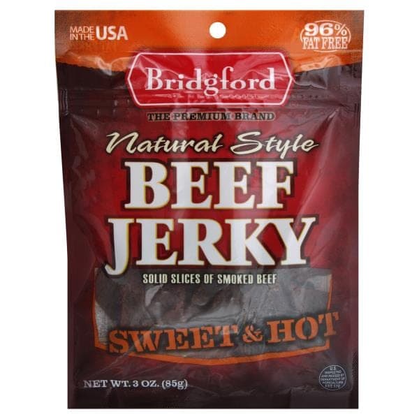 Bridgford Beef Jerky, Natural Style, Sweet & Hot