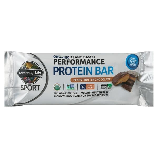 Garden Of Life Sport Protein Bar, Organic Plant-Based, Peanut Butter Chocolate, Performance