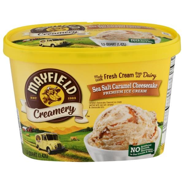 Mayfield Creamery Ice Cream, Premium, Sea Salt Caramel Cheesecake