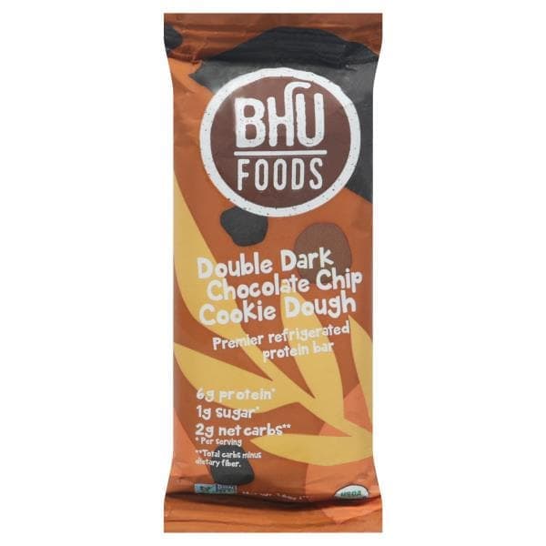 Bhu Foods Protein Bar, Double Dark Chocolate Chip Cookie Dough