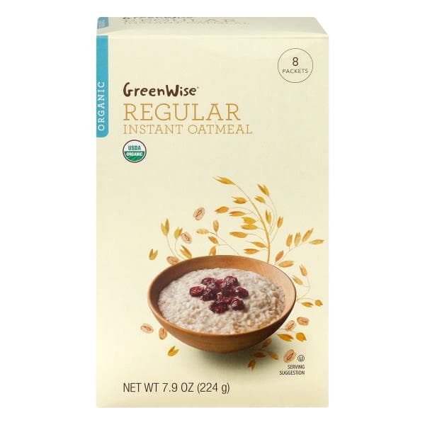 Greenwise Instant Oatmeal, Organic, Regular