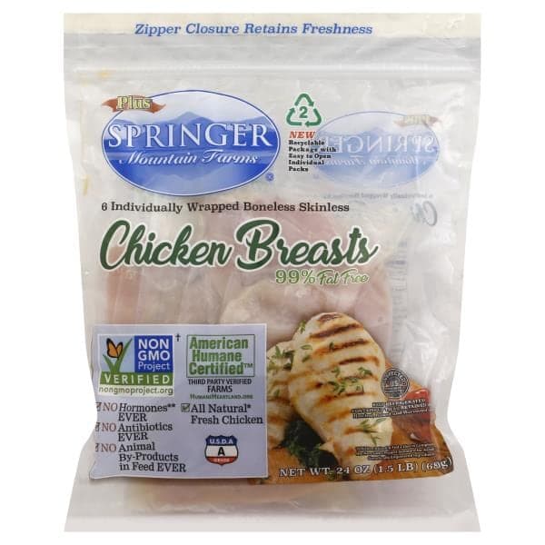 6 Individually Wrapped Boneless Skinless Chicken Breast, 99% Fat Free