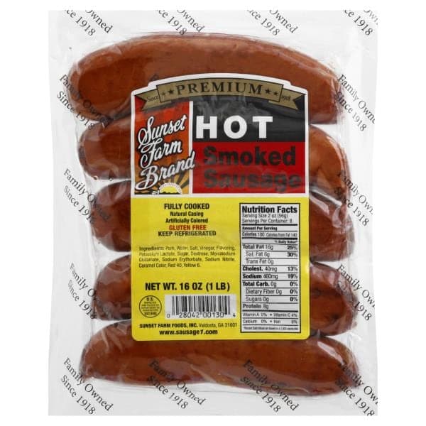 Sunset Farm Brand Smoked Sausage, Hot
