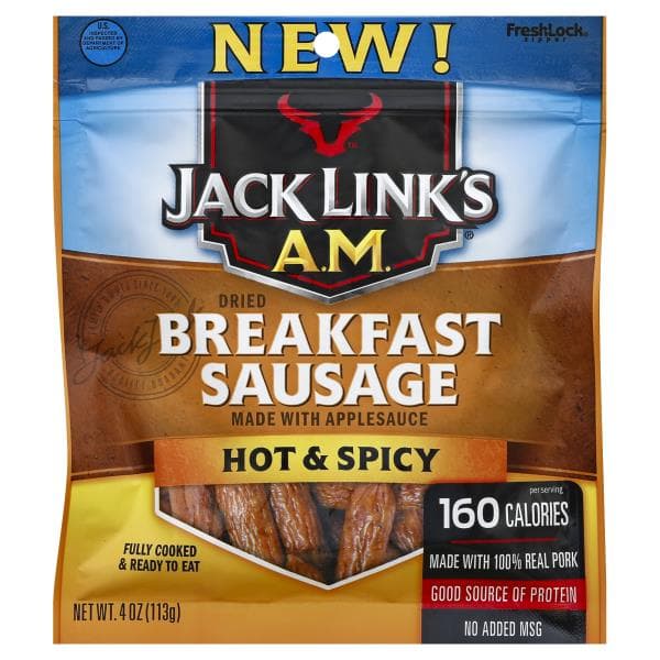 Jack Link'S A.M. Breakfast Sausage, Hot & Spicy, Dried
