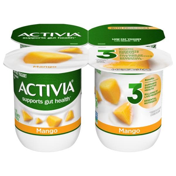 Activia Yogurt, Mango, Lowfat, 1.5% Milkfat