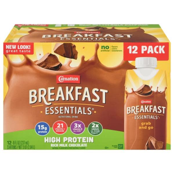 Carnation Breakfast Essentials Nutritional Drink, Rich Milk Chocolate, High Protein