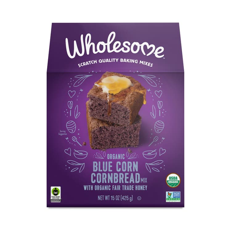 Wholesome Organic Blue Cornbread Mix With Organic Fair Trade Honey