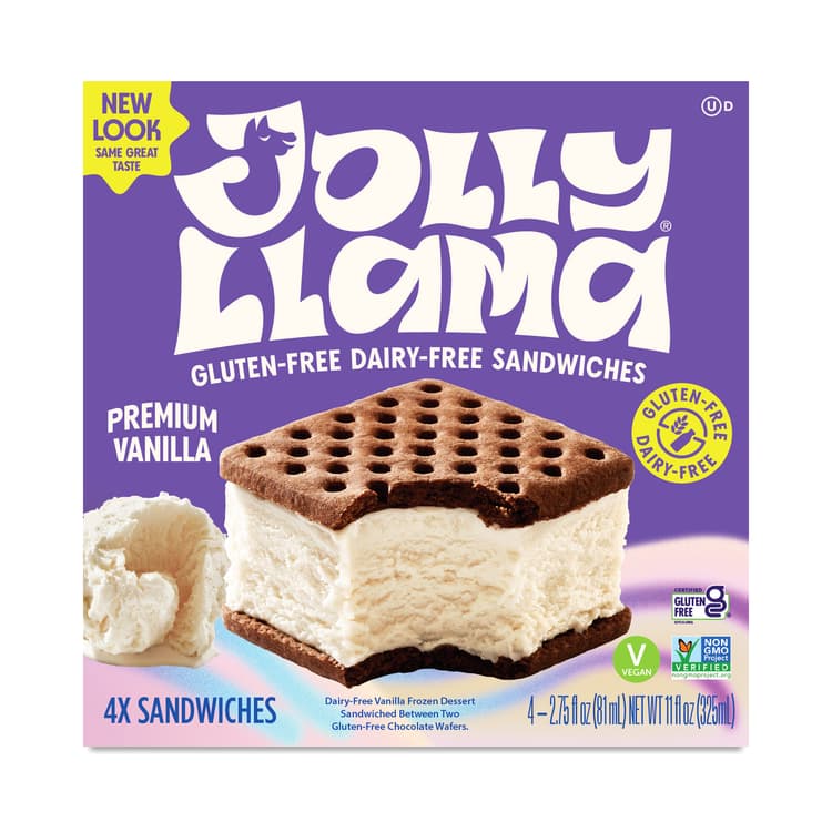 Jolly Llama Ice Cream Sandwiches Premium Vanilla Dairy Free