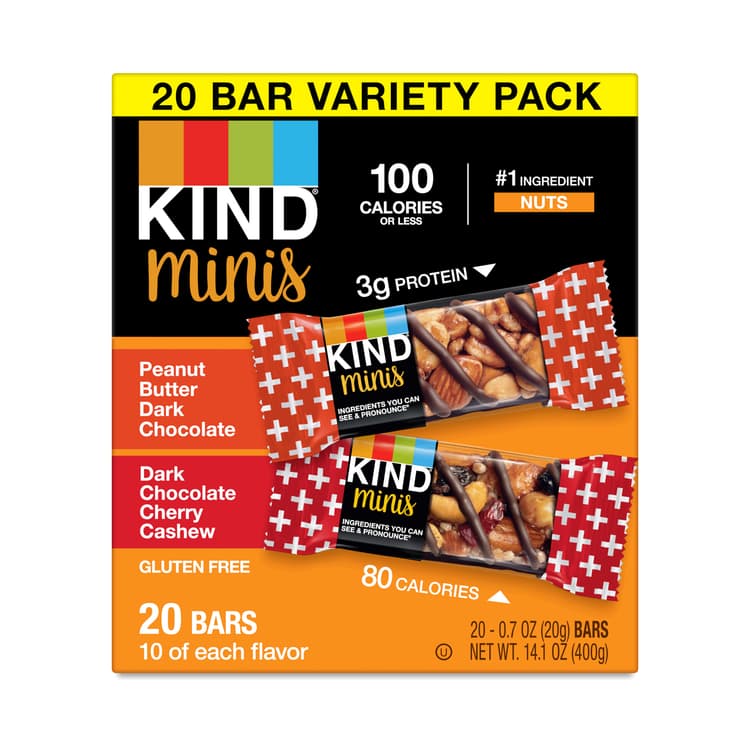 Kind Mini Bars, Peanut Butter Dark Chocolate, Dark Chocolate Cherry Cashew