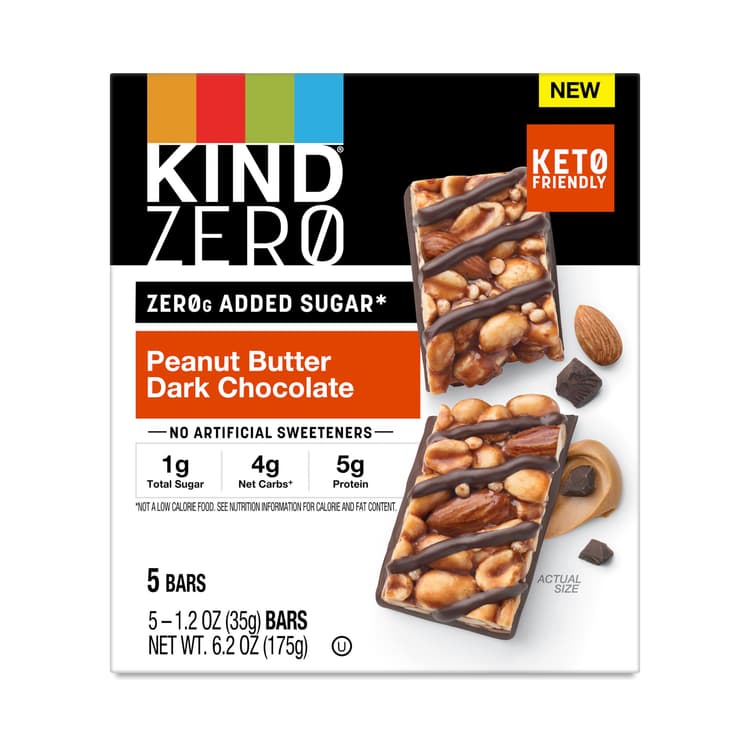 Kind Zero Added Sugar Bars, Peanut Butter Dark Chocolate
