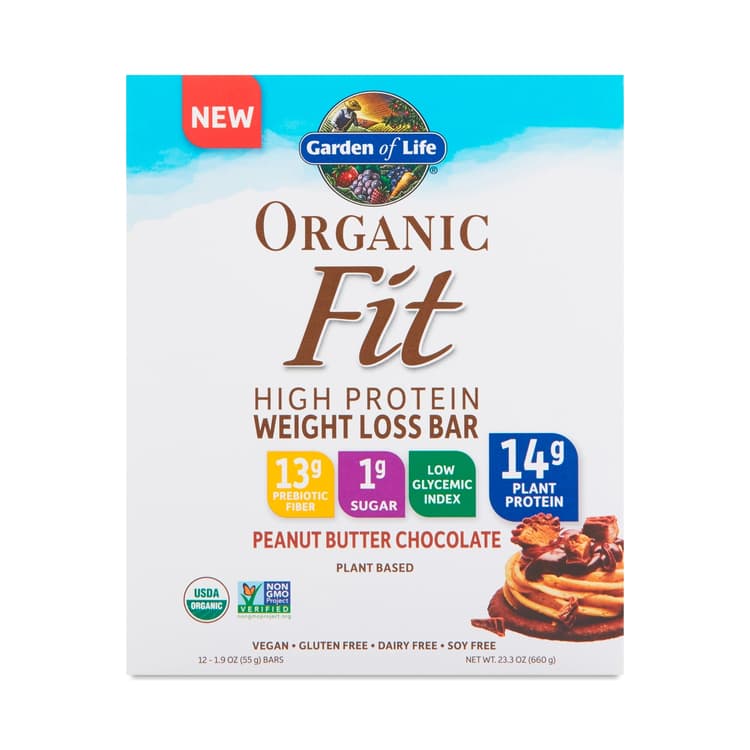 Garden Of Life Organic Fit Plant Based High Protein Weight Loss Bar Peanut Butter Chocolate Flavor