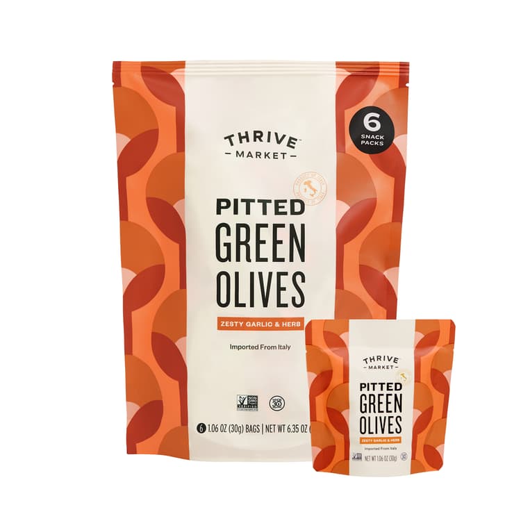Thrive Market Pitted Green Olives, Zesty Garlic & Herb