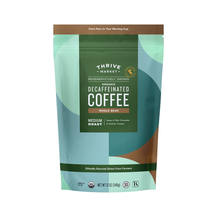 Thrive Market Regeneratively Grown Organic Decaffeinated Coffee, Whole Bean