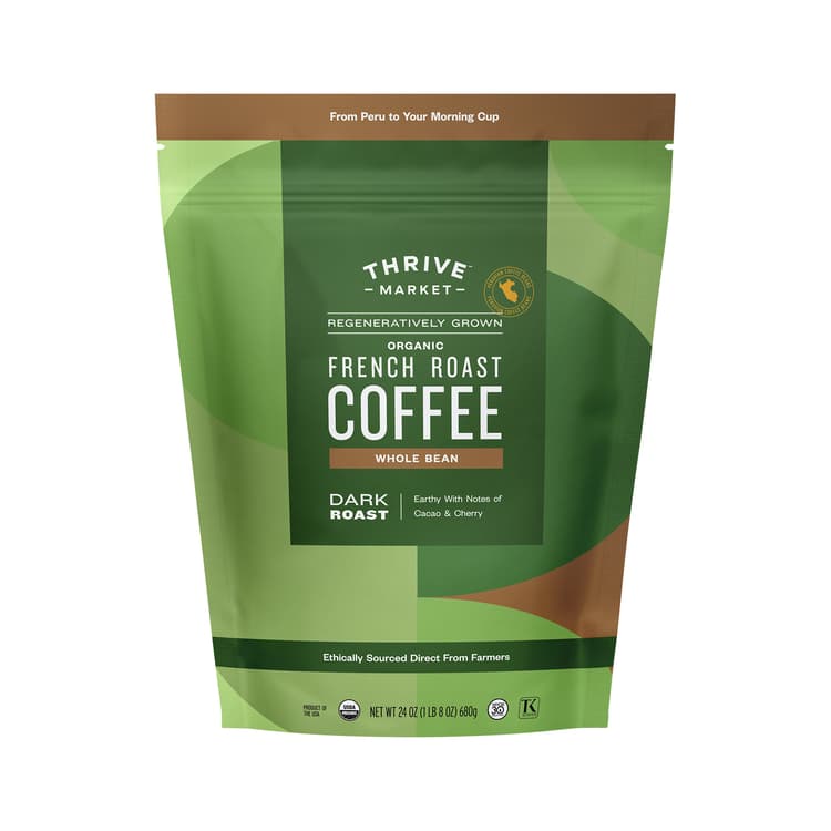 Thrive Market Regeneratively Grown Organic French Roast Coffee, Whole Bean, Value Size