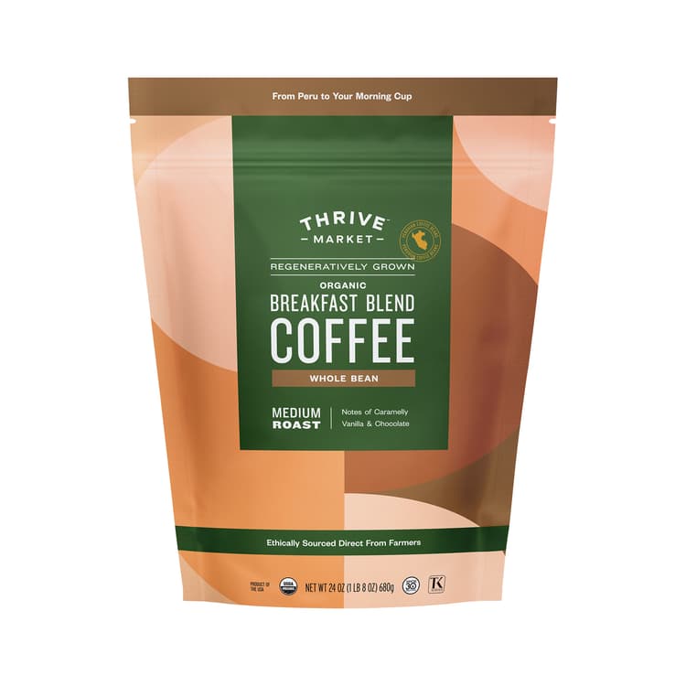 Thrive Market Regeneratively Grown Organic Breakfast Blend Coffee, Whole Bean, Value Size