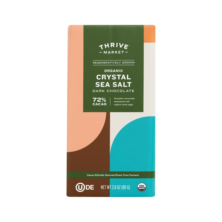 Thrive Market Organic Crystal Sea Salt Dark Chocolate Bar, 72% Cacao