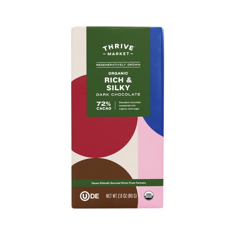 Thrive Market Organic Rich & Silky Dark Chocolate Bar, 72% Cacao