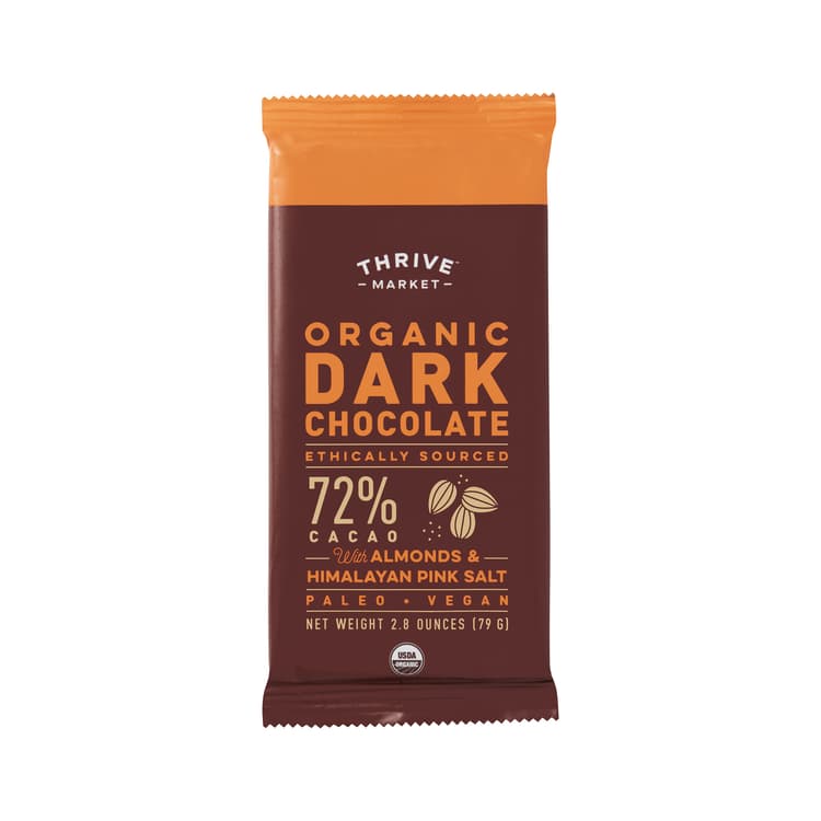Thrive Market Organic Dark Chocolate 72% With Almonds & Himalayan Pink Salt