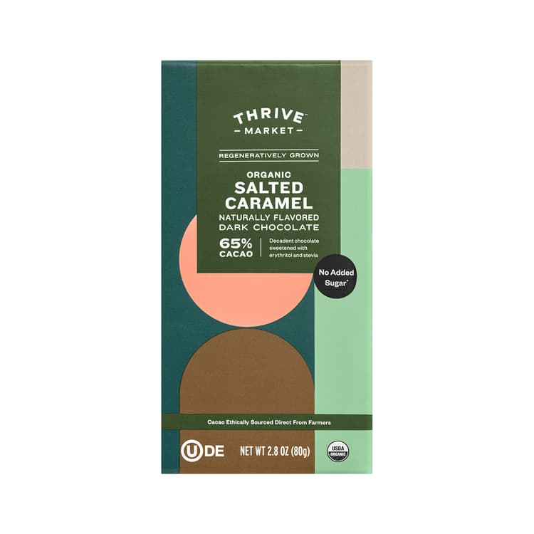 Thrive Market Organic Stevia Sweetened Salted Caramel Dark Chocolate Bar