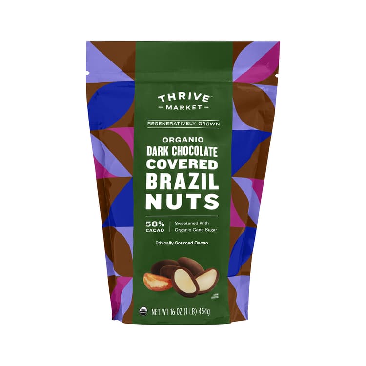Thrive Market Regeneratively Grown Organic Dark Chocolate Covered Brazil Nuts