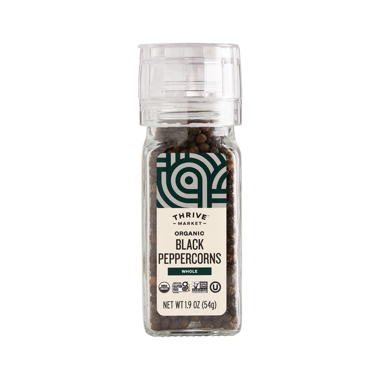 Thrive Market Organic Black Peppercorns Grinder, Whole