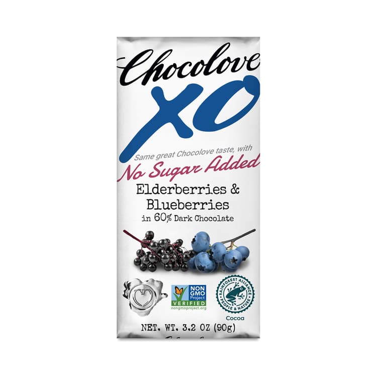 60% Dark Chocolate Bar, Elderberry & Blueberry