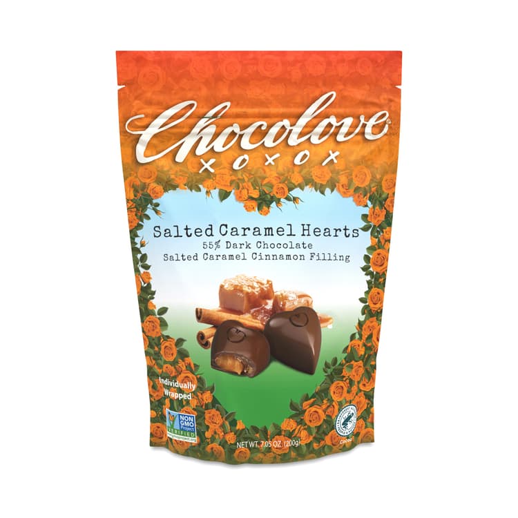 Chocolove Dark Chocolate Heart Bites 55%, Salted Caramel
