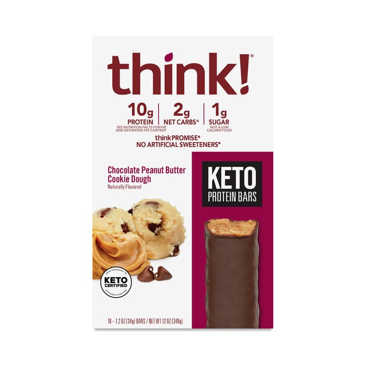 Thinkthin Think Keto Protein Bars Chocolate Peanut Butter Cookie Dough